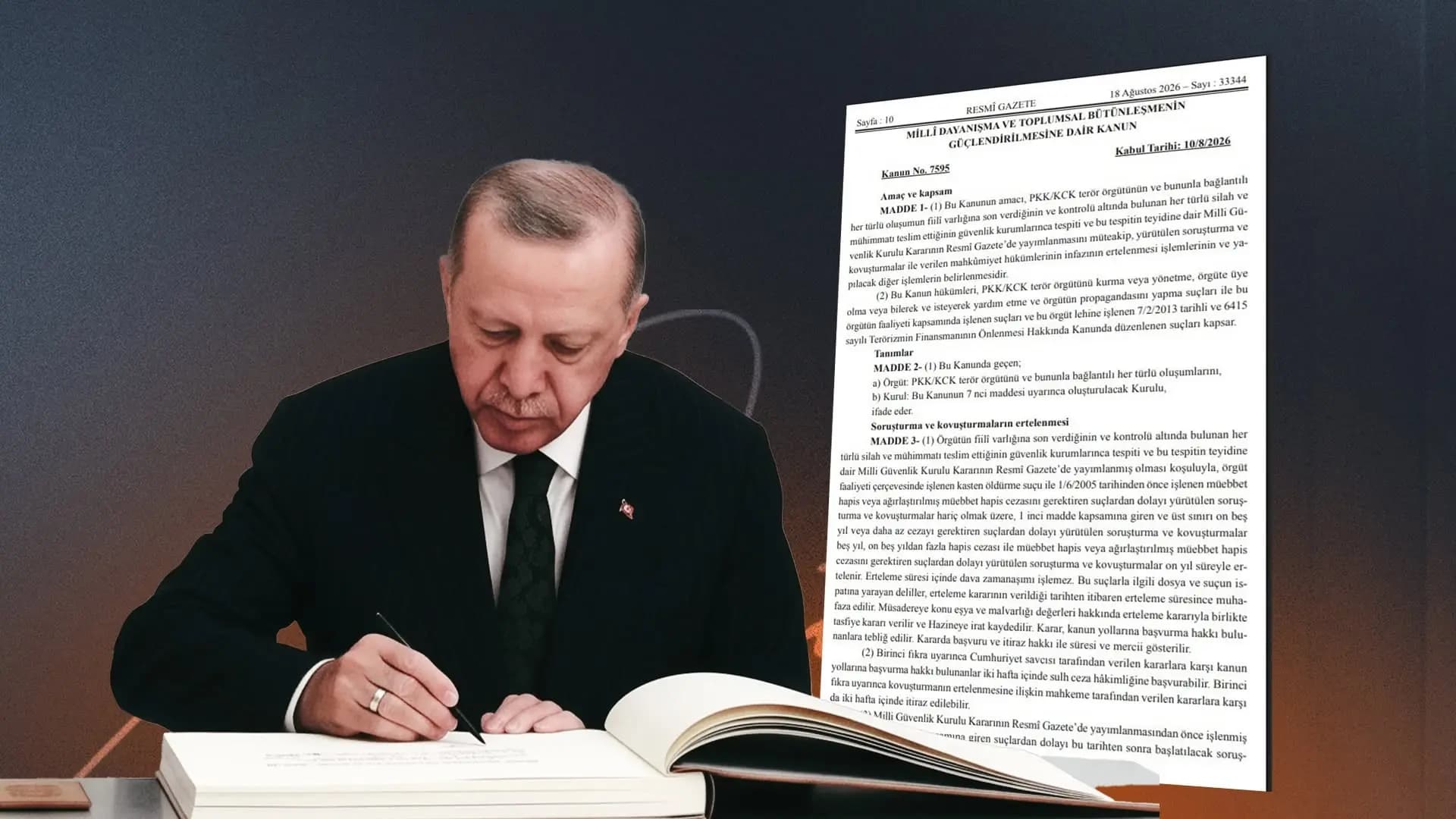 أردوغان يصادق على القانون الخاص بعملية السلام ويُنشر في الجريدة الرسمية