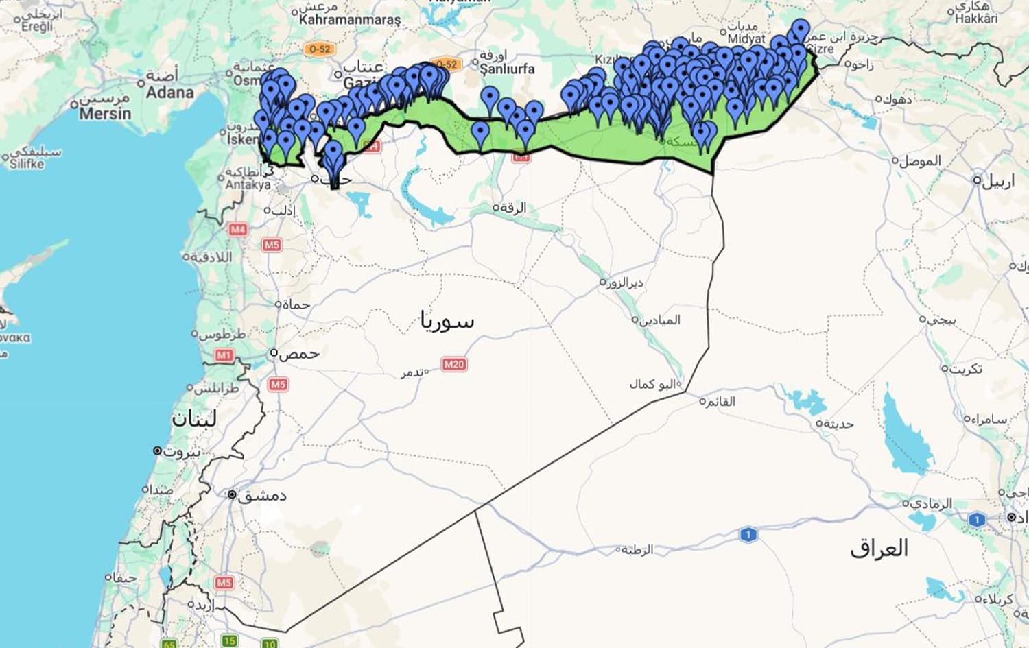 خريطة روجآفا كوردستان وسوريا - المركز الكوردي للدراسات والاستشارات القانونية – ياسا