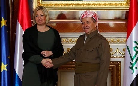 البارزاني خلال استقباله هينيس في اذار 2015 - أرشيف