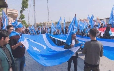 مظاهرات خرج بها تركمان كركوك احتجاجا على رفع علم اقليم كوردستان
