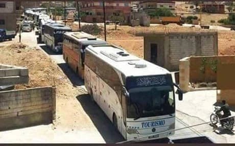 حافلات نقل مسلحي داعش إلى دير الزور