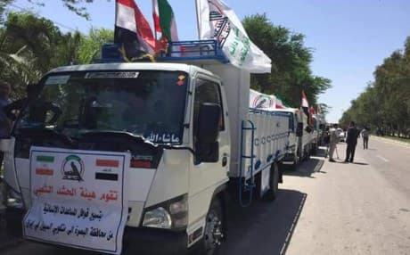 الحشد الشعبي يقدم قافلة مساعدات الى منكوبي السيول في إيران