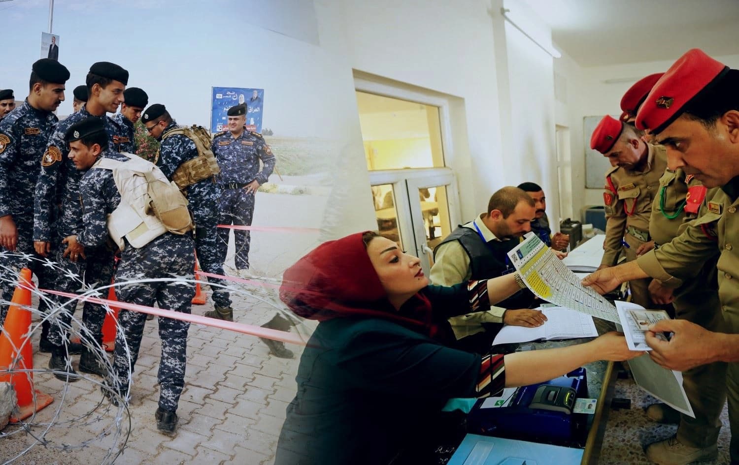 عناصر القوات الامنية يدلون بأصواتهم في الاقتراع الخاص
