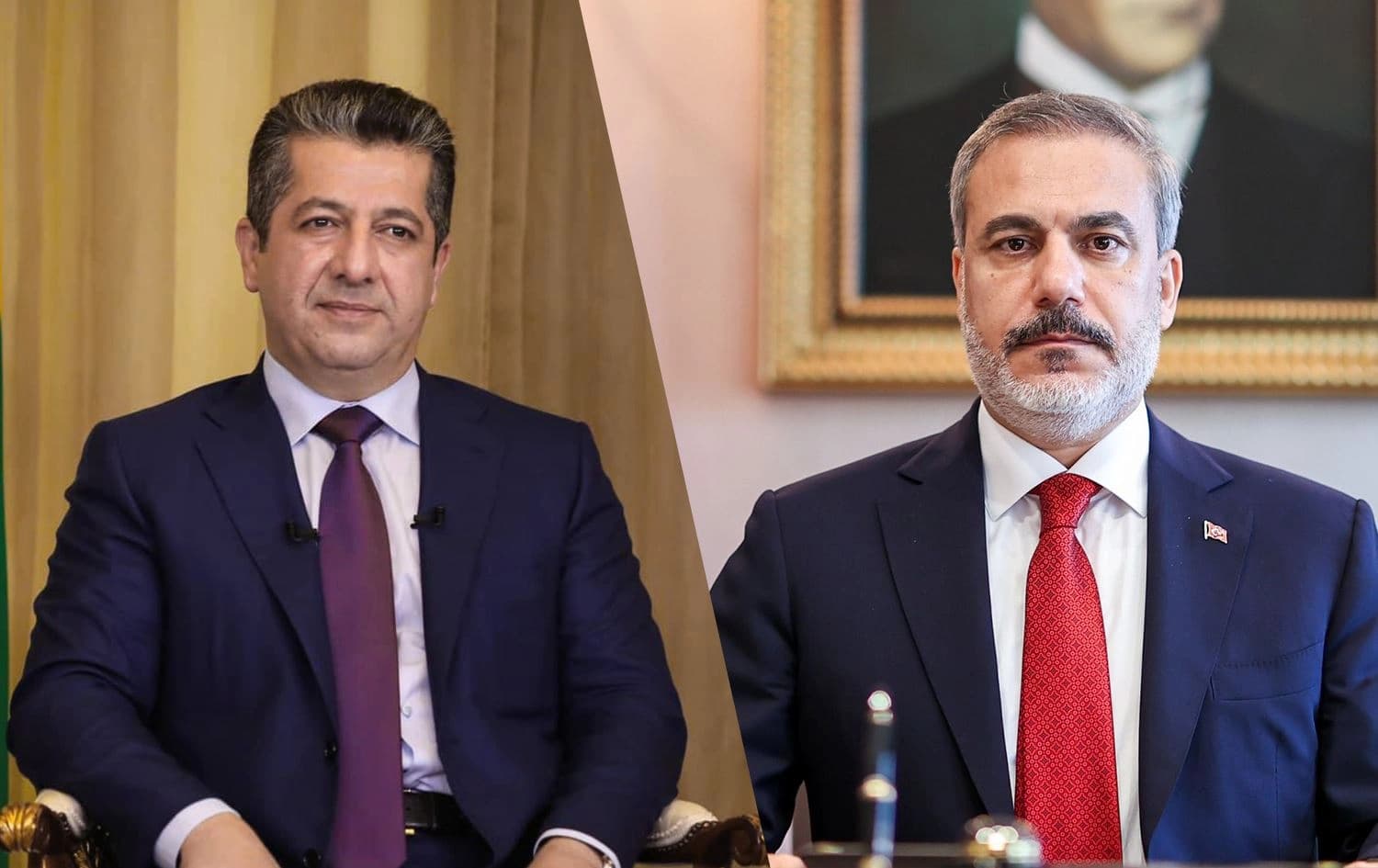 رئيس حكومة إقليم كوردستان مسرور بارزاني ووزير الخارجية التركي هاكان فيدان