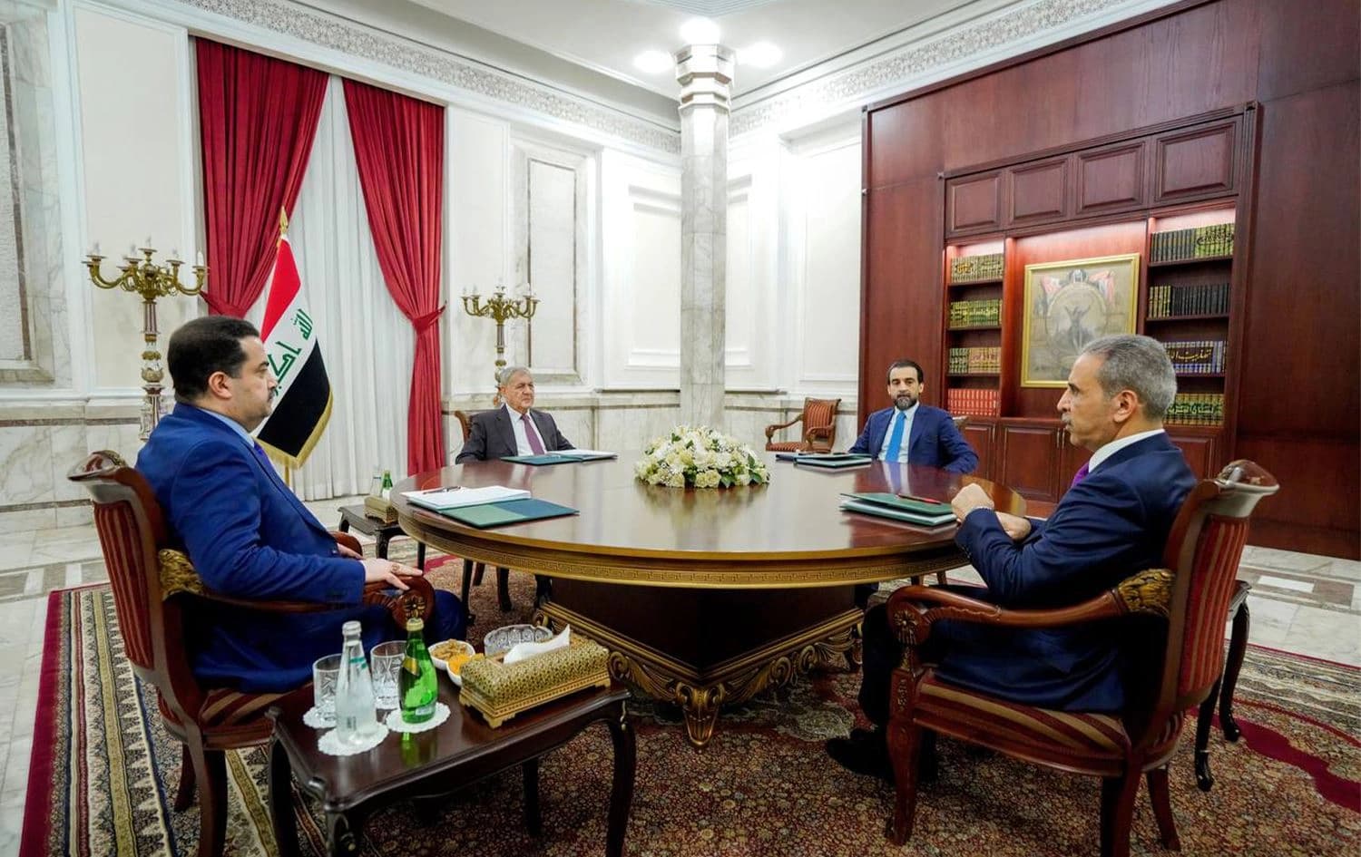 الرئاسات العراقية خلال الاجتماع اليوم