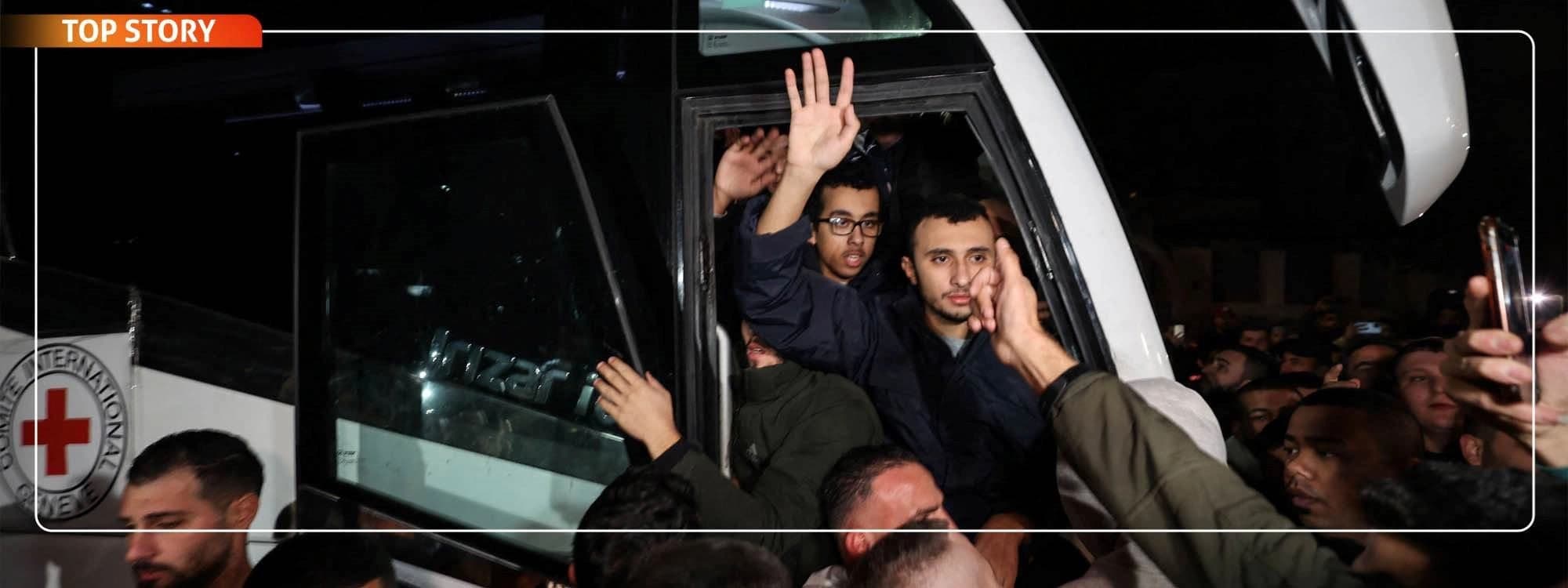 استقبال أسرى فلسطينيين مفرج عنهم في رام الله