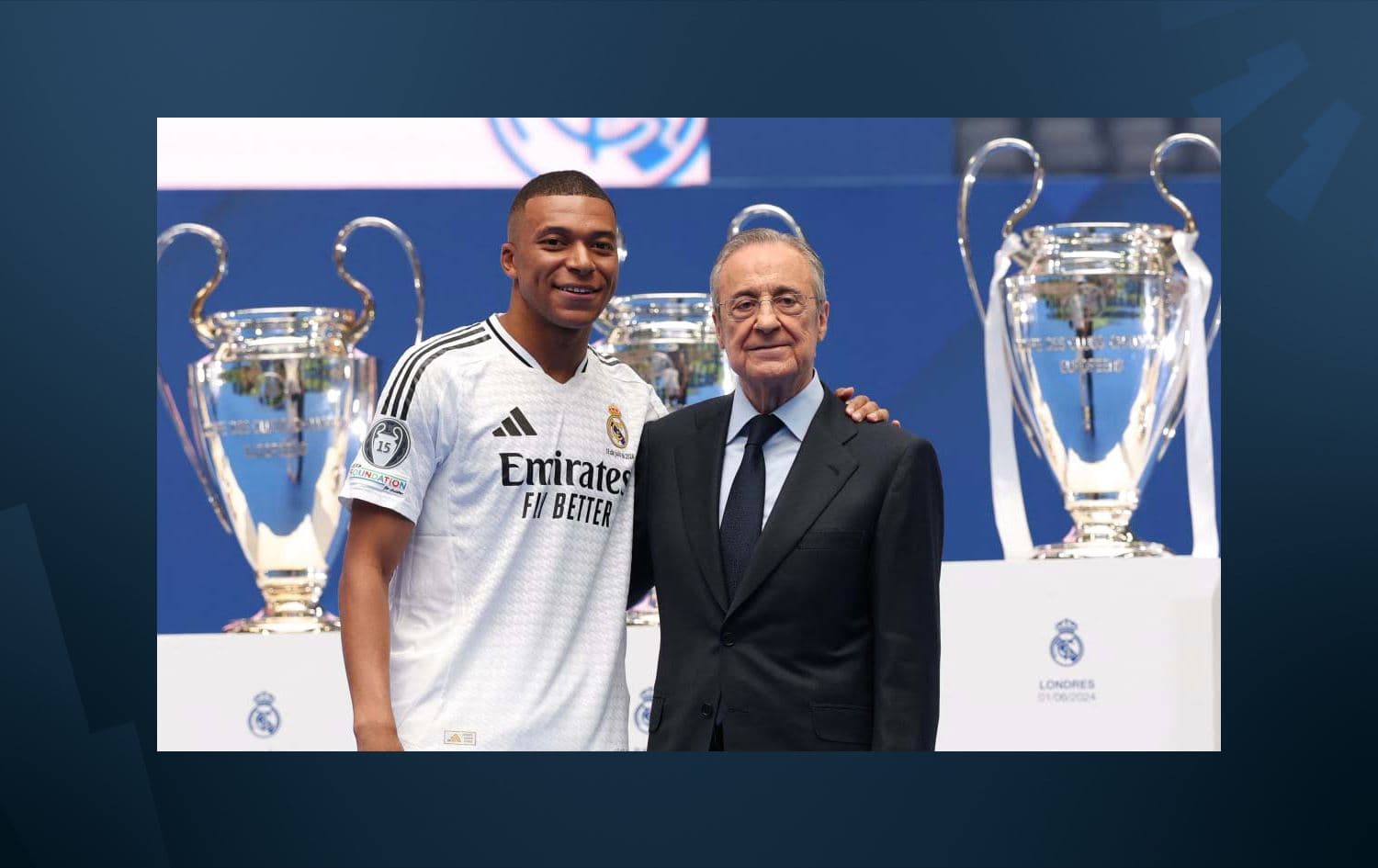 بيريز ومبابي في حفل تقديم اللاعب