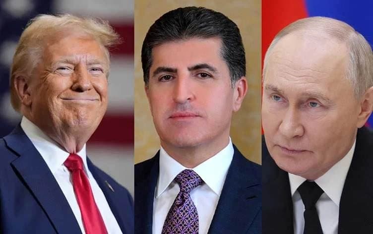 فلاديمير بوتين، نيجيرفان بارزاني و دونالد ترمب