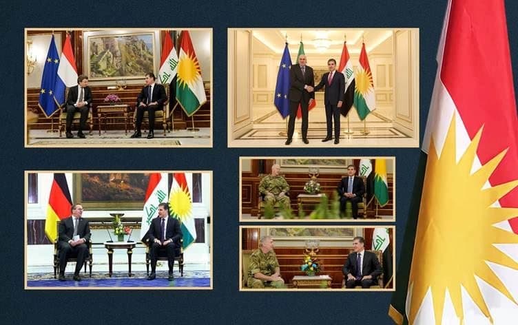 لقاءات رئيس إقليم كوردستان نيجيرفان بارزاني مع وزراء دفاع كل من ألمانيا وإيطاليا وهولندا ورئيس أركان الجيش البريطاني وقائد قوات التحالف ضد داعش في العراق وسوريا
