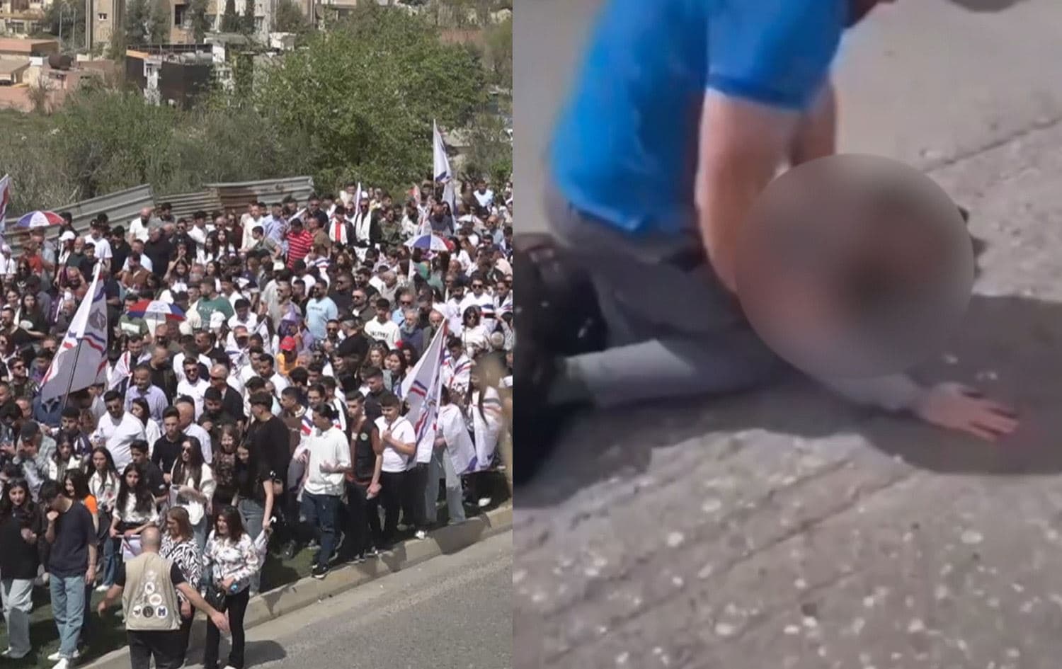 لحظة القبض على الشخص السوري الذي هاجم مراسم احتفال عيد اكيتو في دهوك