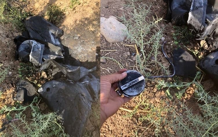 حطام الطائرتين المسيرتين اللتين وقعتا في سهل شمامك بمحافظة أربيل