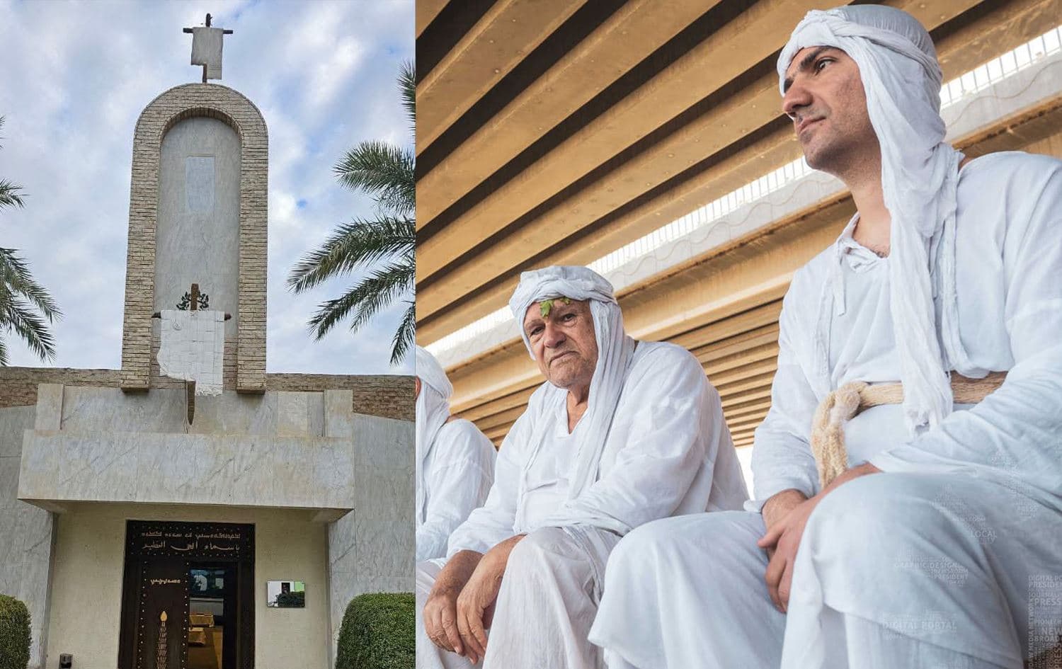 عدد من الصابئة المندائيين ومعبد الصابئة في بغداد