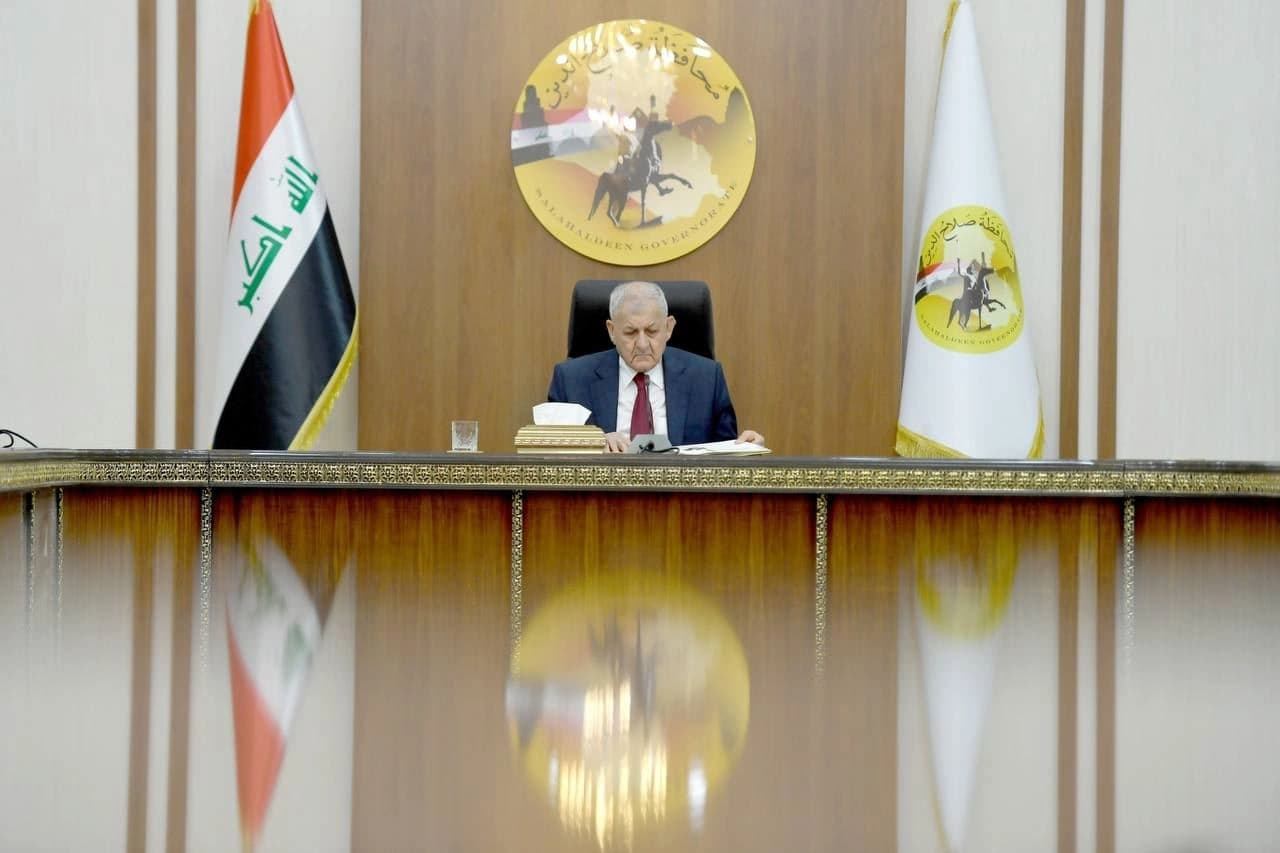 الرئيس العراقي عبد اللطيف رشيد في محافظة صلاح الدين 