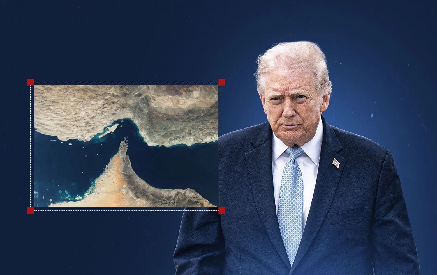 الرئيس الأميركي دونالد ترمب وخريطة مضيق هرمز