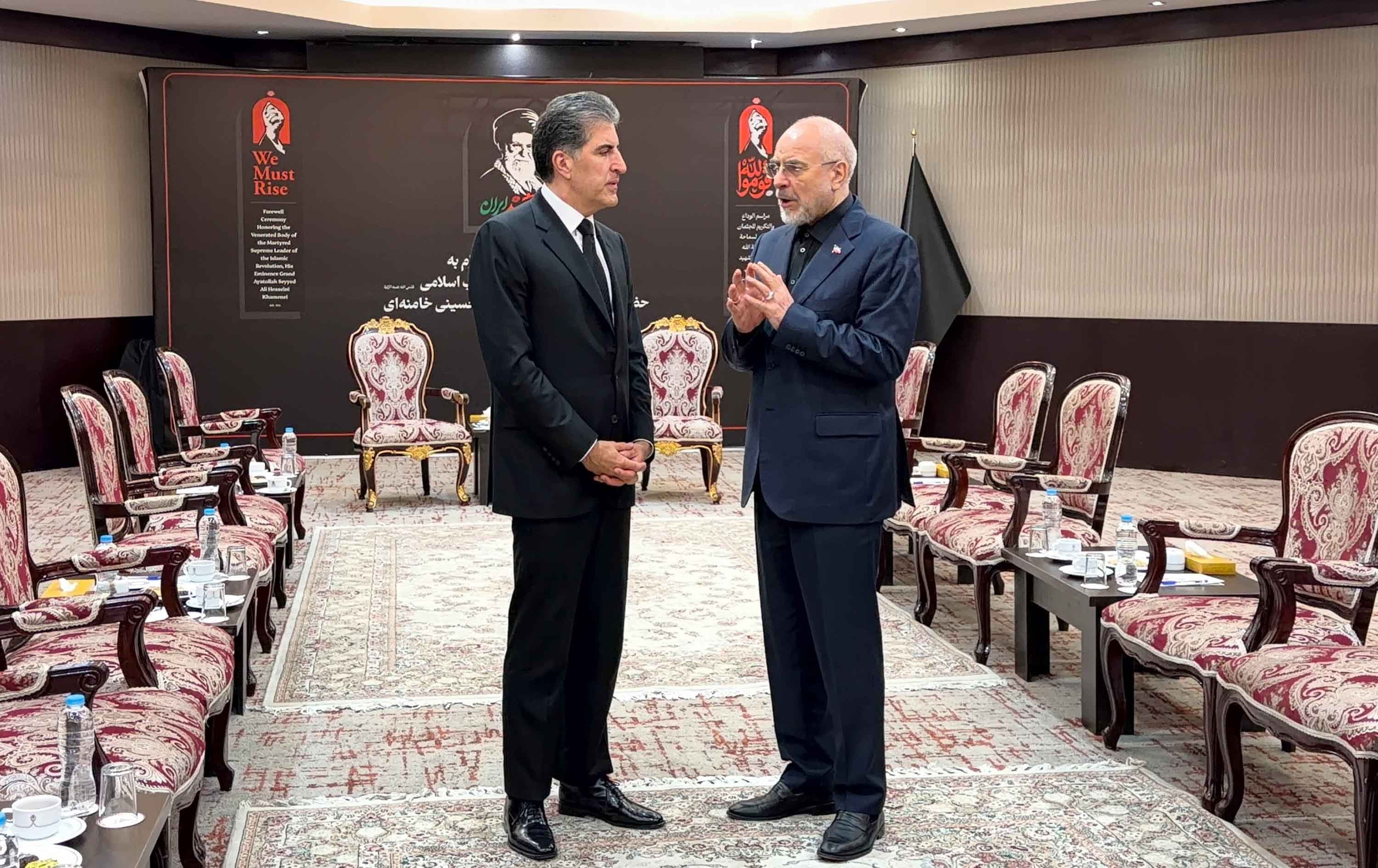نيجيرفان بارزاني وقاليباف يؤكدان أهمية اعتماد الحوار لحل المشكلات