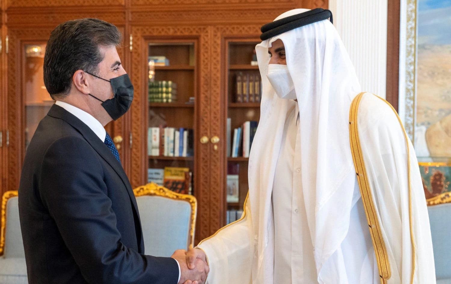 رئيس إقليم كوردستان مع امير قطر