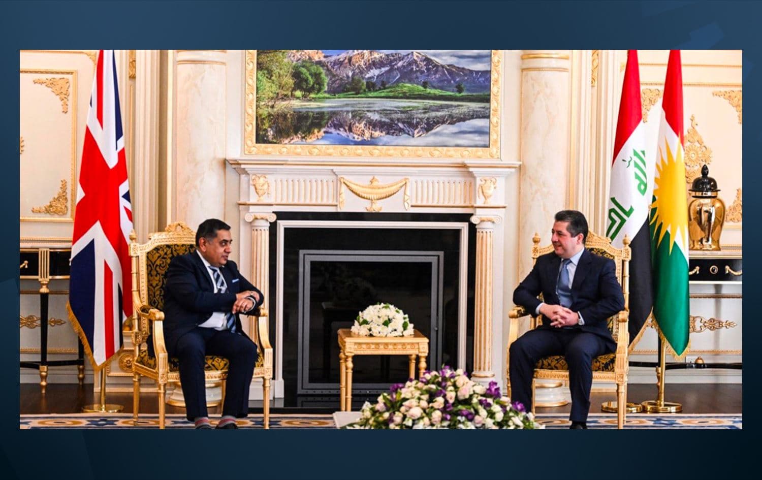 رئيس حكومة إقليم كوردستان مسرور بارزاني ووزير الدولة البريطاني طارق أحمد