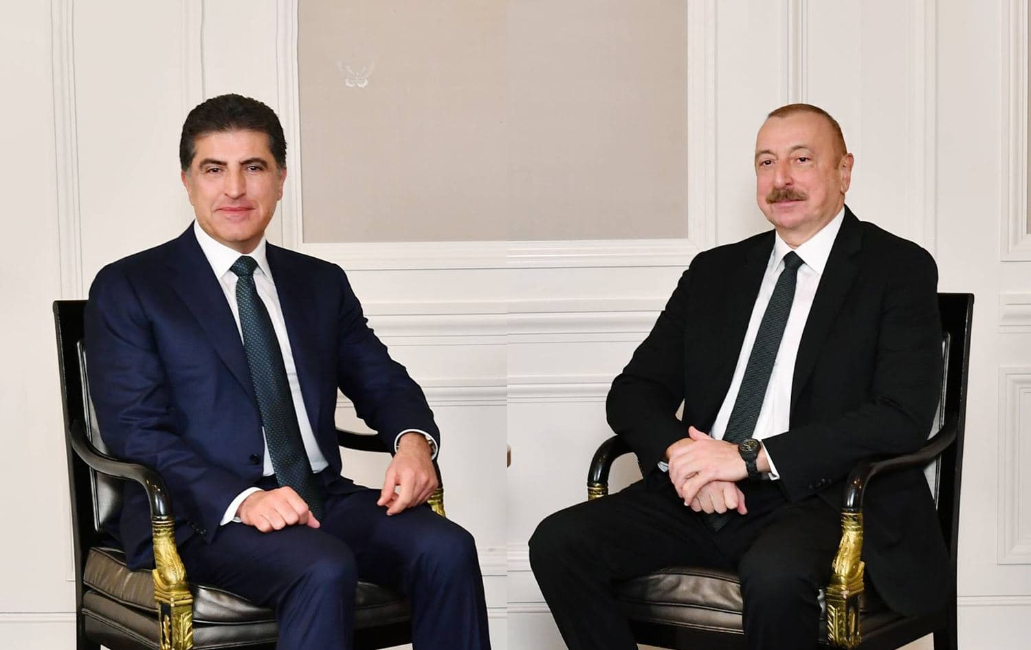 رئيس أذربيجان إلهام علييف ورئيس إقليم كوردستان، نيجيرفان بارزاني