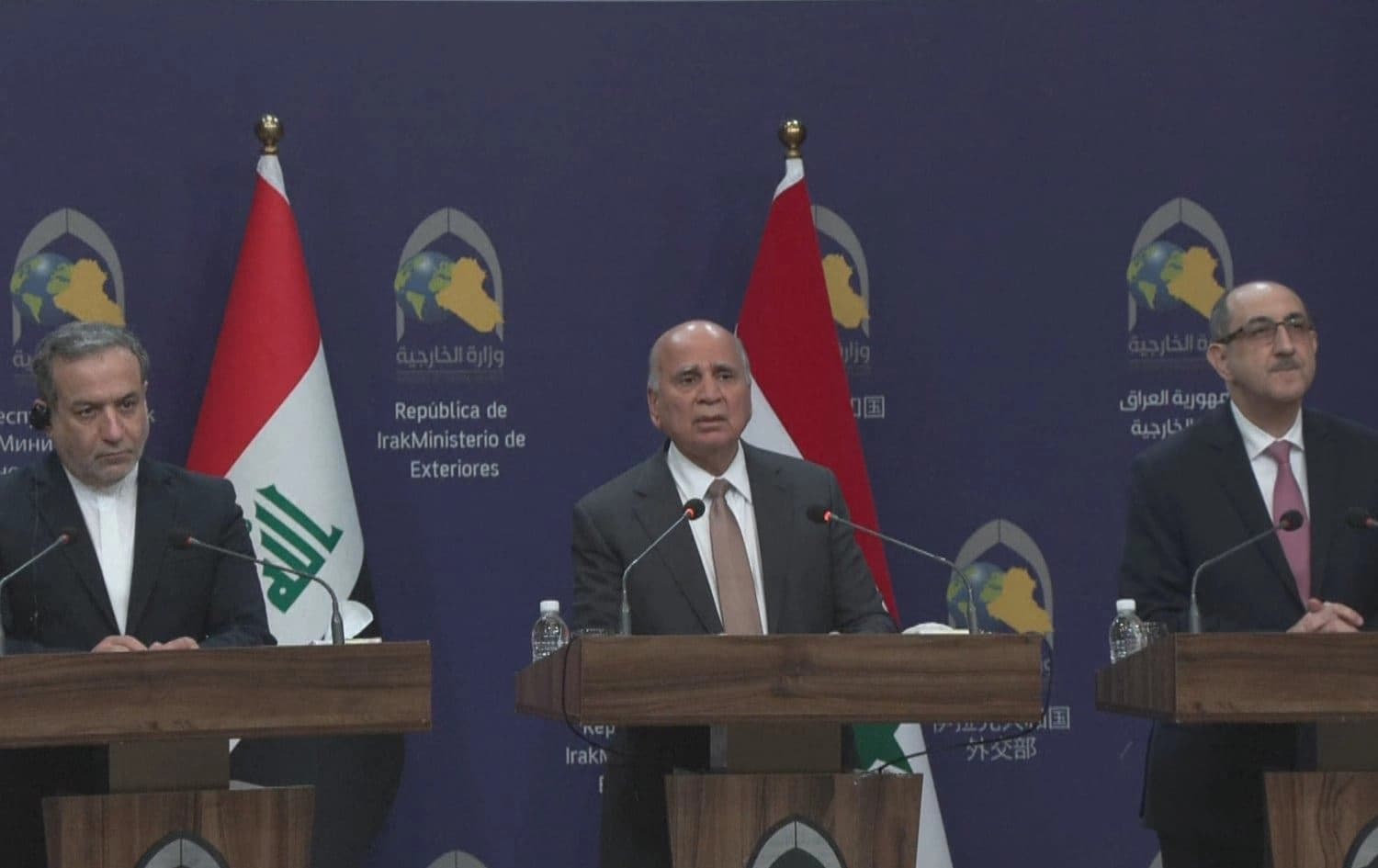 مؤتمر صحفي لوزراء خارجية العراق وسوريا وإيران في بغداد