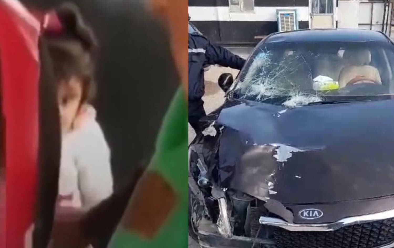 صورة للسيارة التي دهست الفتيات والطفلة المعنفة