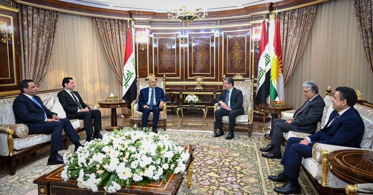 جانب من الاجتماع بين مسرور بارزاني والمشهداني في أربيل