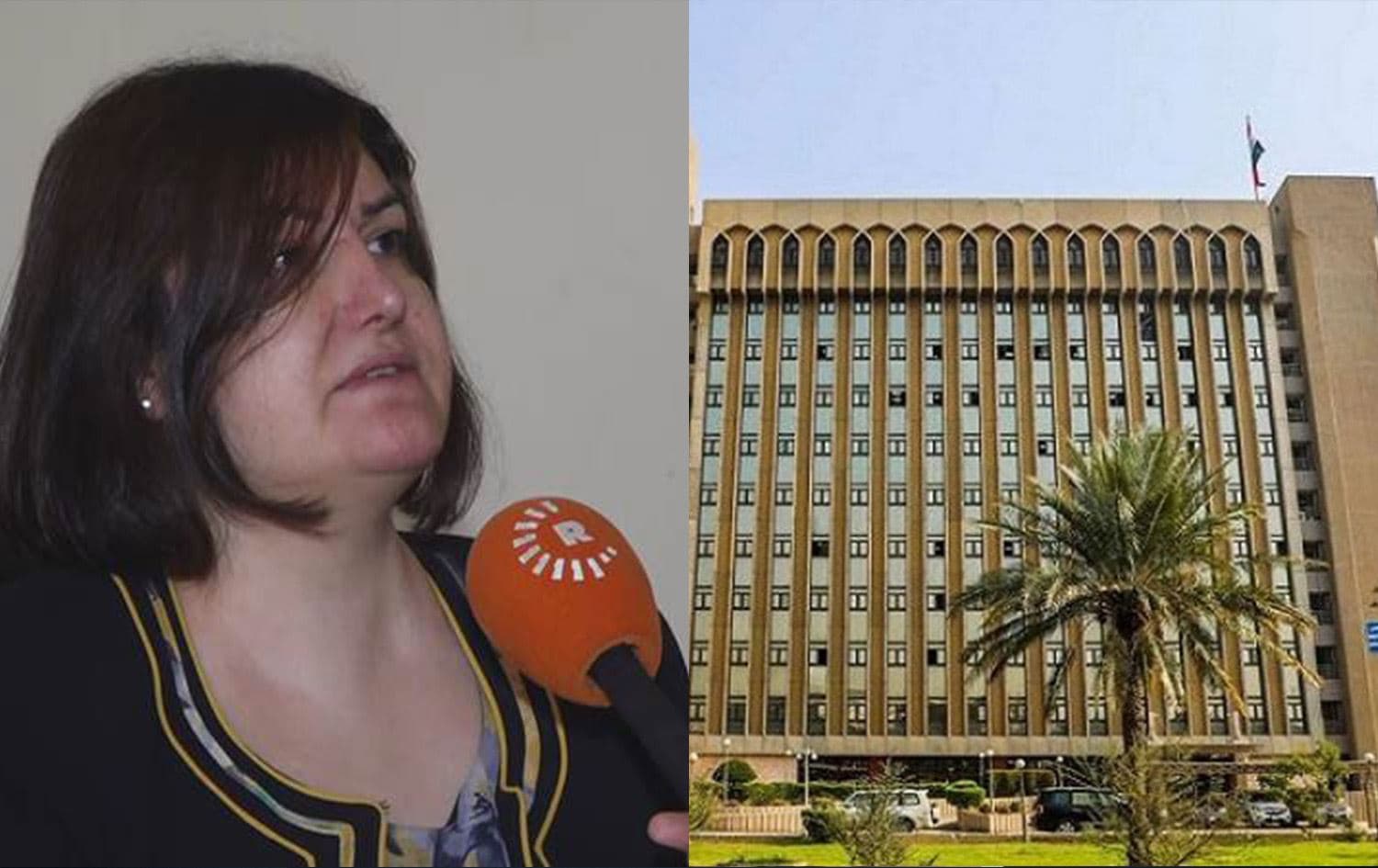 المدير العام للقسم الكوردي في وزارة التربية العراقية سناء كرمياني ومبنى وزارة التربية