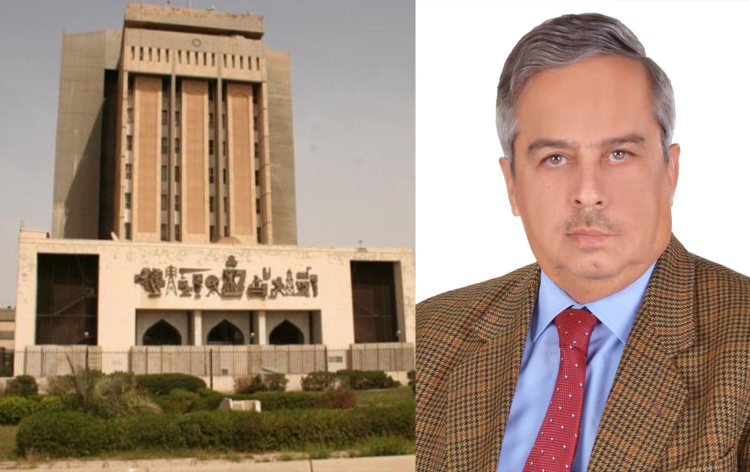 صورة لمبنى مجلس الوزراء وعماد الربيعي